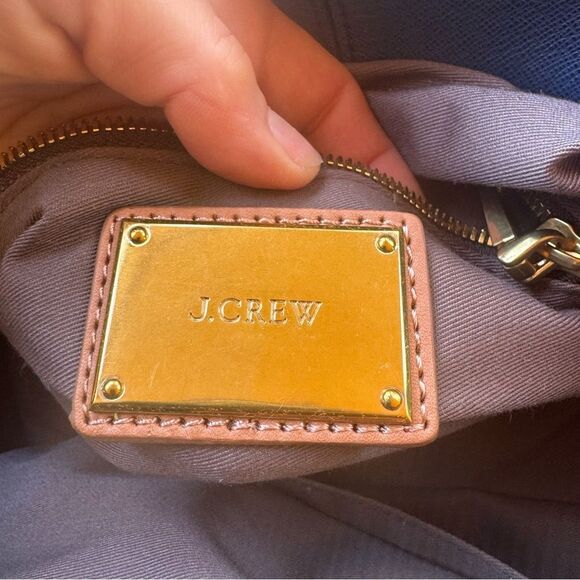 J. Crew 100% Real Leather Purse Tote Bag W Old Gold Zippers Excellent Condition - Picture 12 of 16